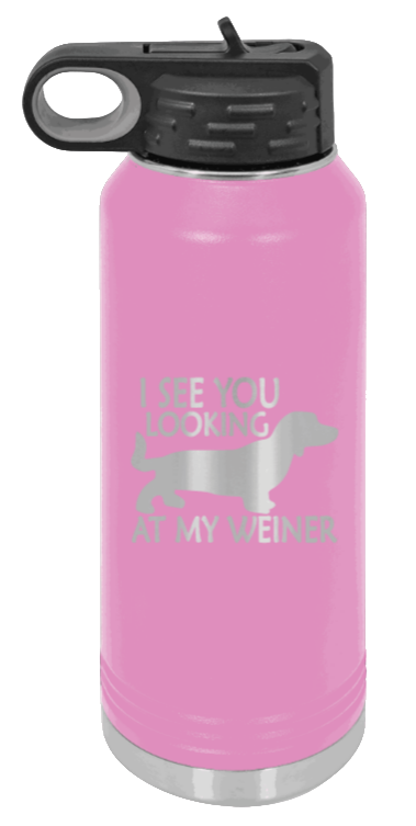 I See You Looking At My Weiner - 32oz Water Bottle Laser Engraved- Light Purple