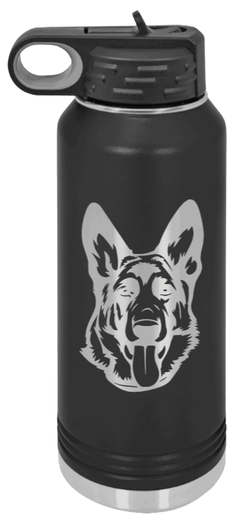 German Sheppard - 32oz Water Bottle Laser Engraved- Black