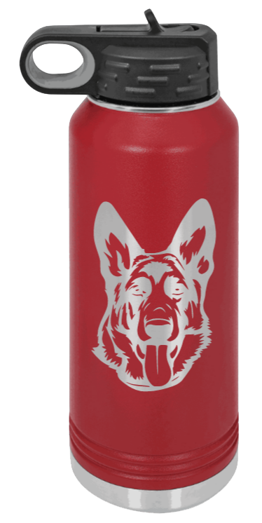 German Sheppard - 32oz Water Bottle Laser Engraved- Maroon