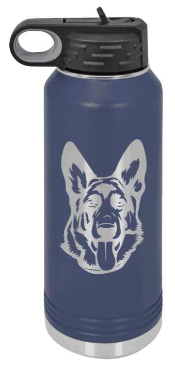 German Sheppard - 32oz Water Bottle Laser Engraved- Navy