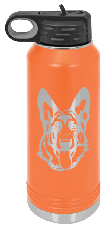 German Sheppard - 32oz Water Bottle Laser Engraved- Orange