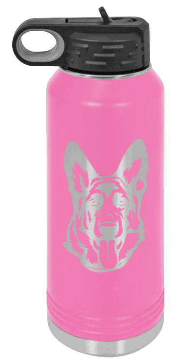 German Sheppard - 32oz Water Bottle Laser Engraved- Pink