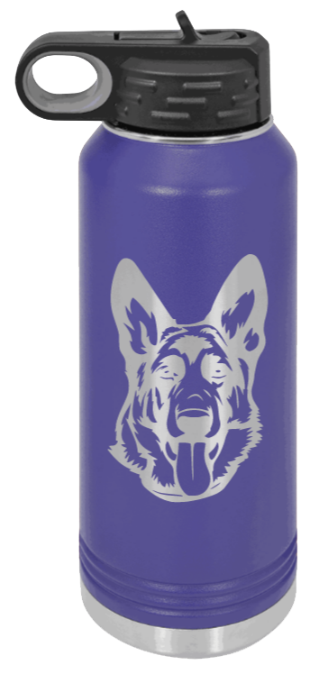 German Sheppard - 32oz Water Bottle Laser Engraved- Purple