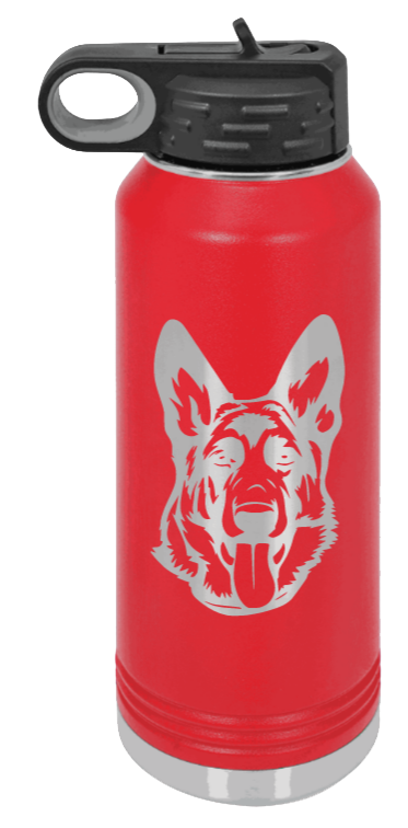 German Sheppard - 32oz Water Bottle Laser Engraved- Red