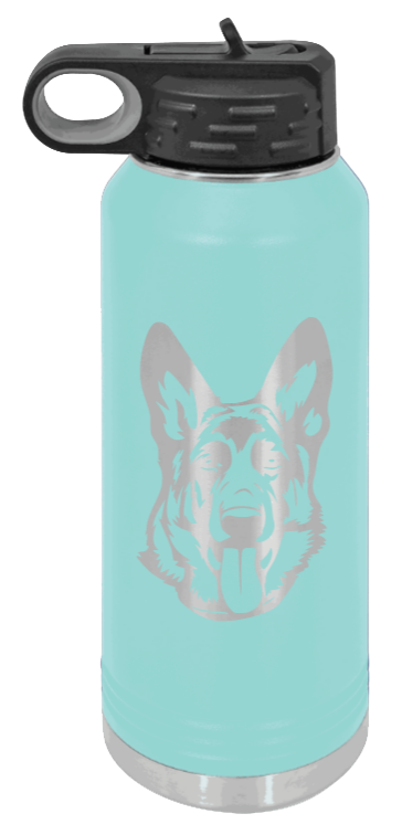 German Sheppard - 32oz Water Bottle Laser Engraved- Teal
