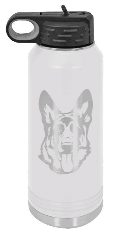 German Sheppard - 32oz Water Bottle Laser Engraved- White