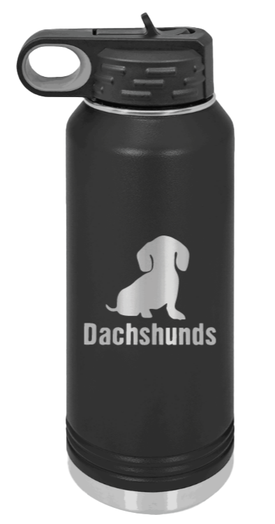 Dachshunds - 32oz Water Bottle Laser Engraved- Black