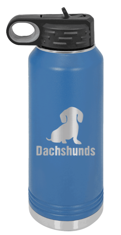 Dachshunds - 32oz Water Bottle Laser Engraved- Royal Blue