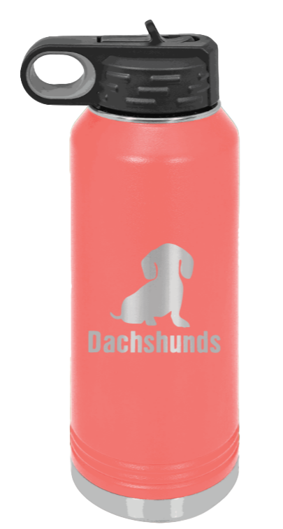 Dachshunds - 32oz Water Bottle Laser Engraved- Coral