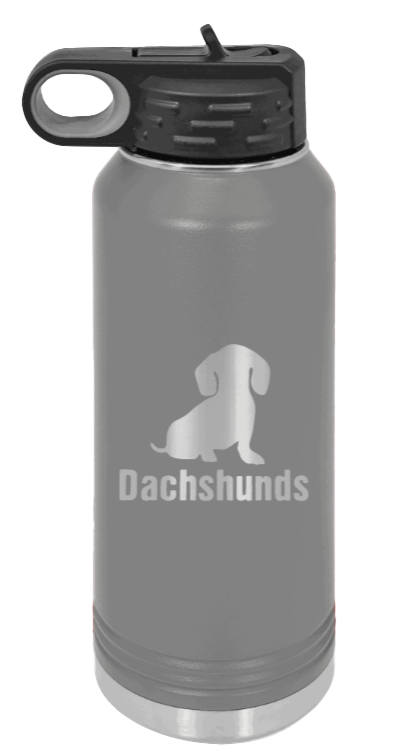 Dachshunds - 32oz Water Bottle Laser Engraved- Dark Grey