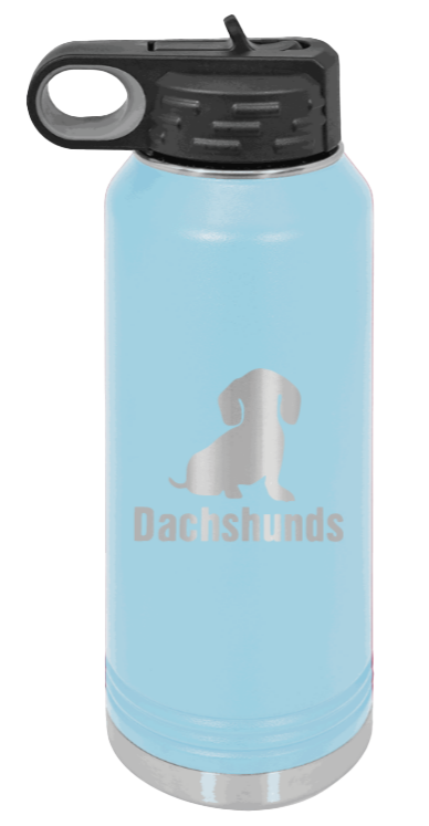 Dachshunds - 32oz Water Bottle Laser Engraved- Light Blue