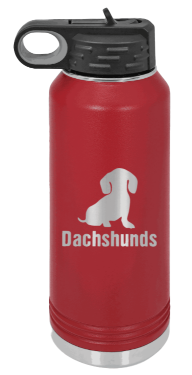 Dachshunds - 32oz Water Bottle Laser Engraved- Maroon