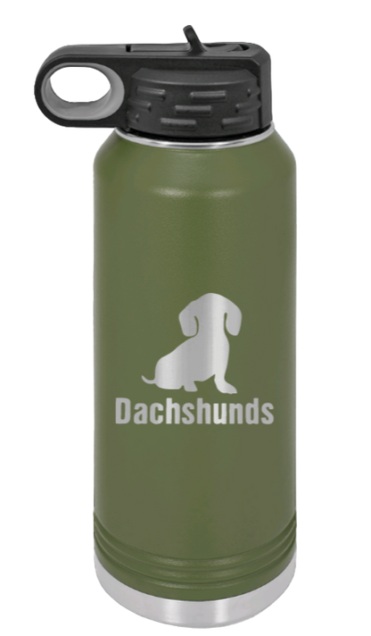 Dachshunds - 32oz Water Bottle Laser Engraved- Olive