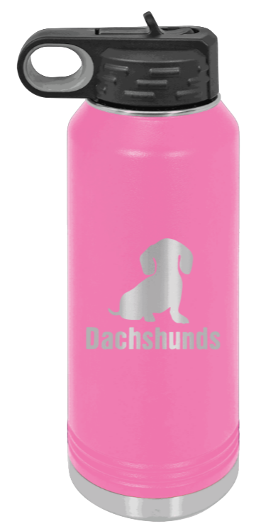 Dachshunds - 32oz Water Bottle Laser Engraved- Pink