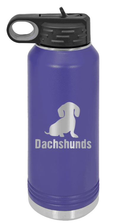 Dachshunds - 32oz Water Bottle Laser Engraved- Purple