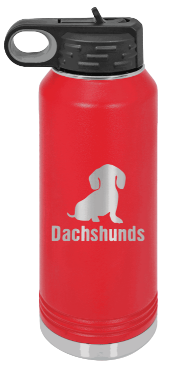 Dachshunds - 32oz Water Bottle Laser Engraved- Red