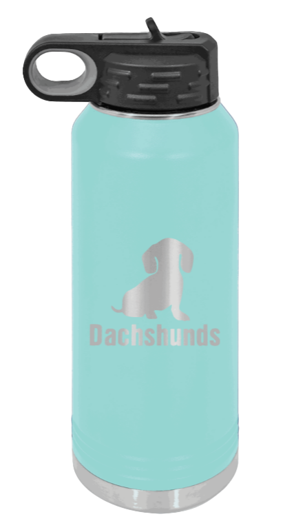 Dachshunds - 32oz Water Bottle Laser Engraved- Teal