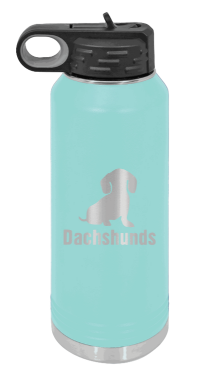 Dachshunds - 32oz Water Bottle Laser Engraved- Teal