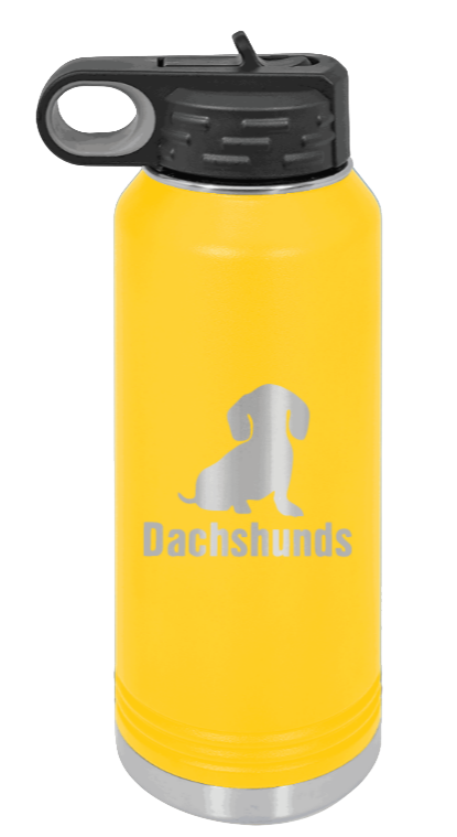 Dachshunds - 32oz Water Bottle Laser Engraved- Yellow