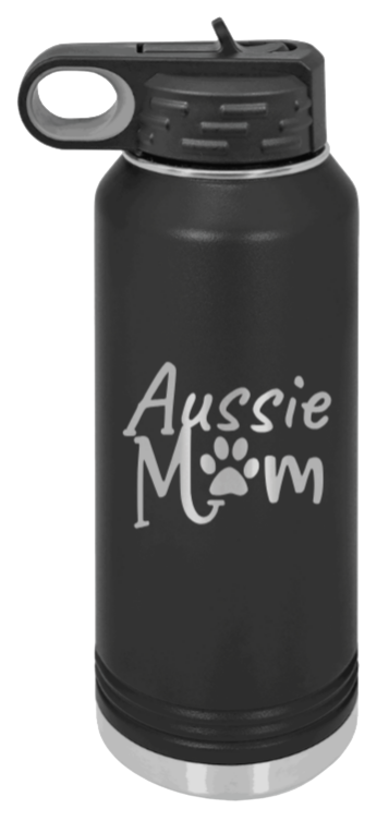 Aussie Mom Laser Engraved Water Bottle (Etched)