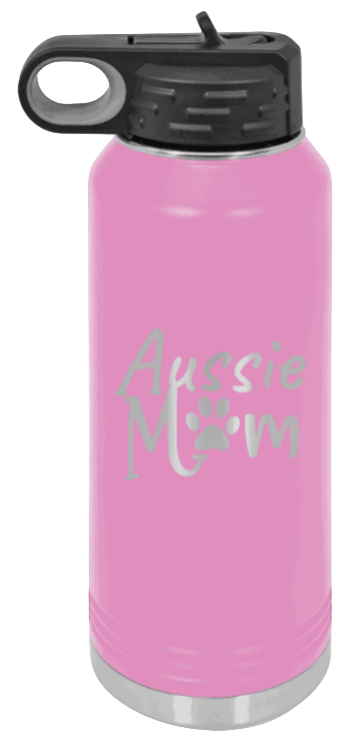 Aussie Mom - 32oz Water Bottle Laser Engraved- Light Purple