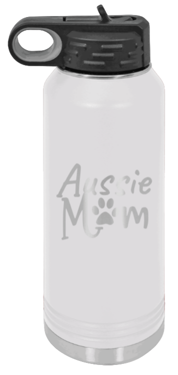 Aussie Mom - 32oz Water Bottle Laser Engraved- White