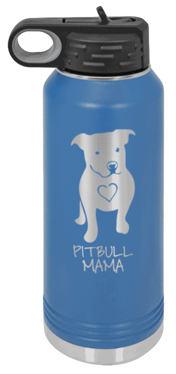 Pitbull Mama - 32oz Water Bottle Laser Engraved- Royal Blue