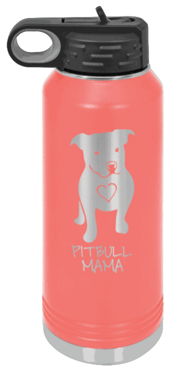 Pitbull Mama - 32oz Water Bottle Laser Engraved- Coral