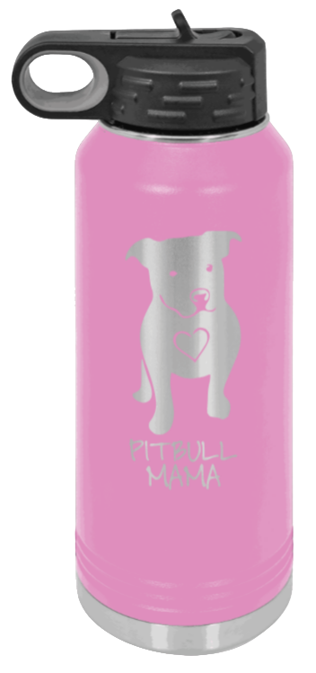 Pitbull Mama - 32oz Water Bottle Laser Engraved- Light Purple