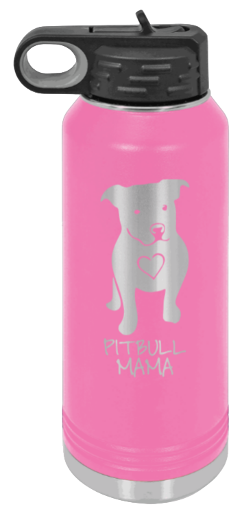 Pitbull Mama - 32oz Water Bottle Laser Engraved- Pink