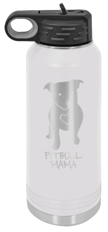 Pitbull Mama - 32oz Water Bottle Laser Engraved- White