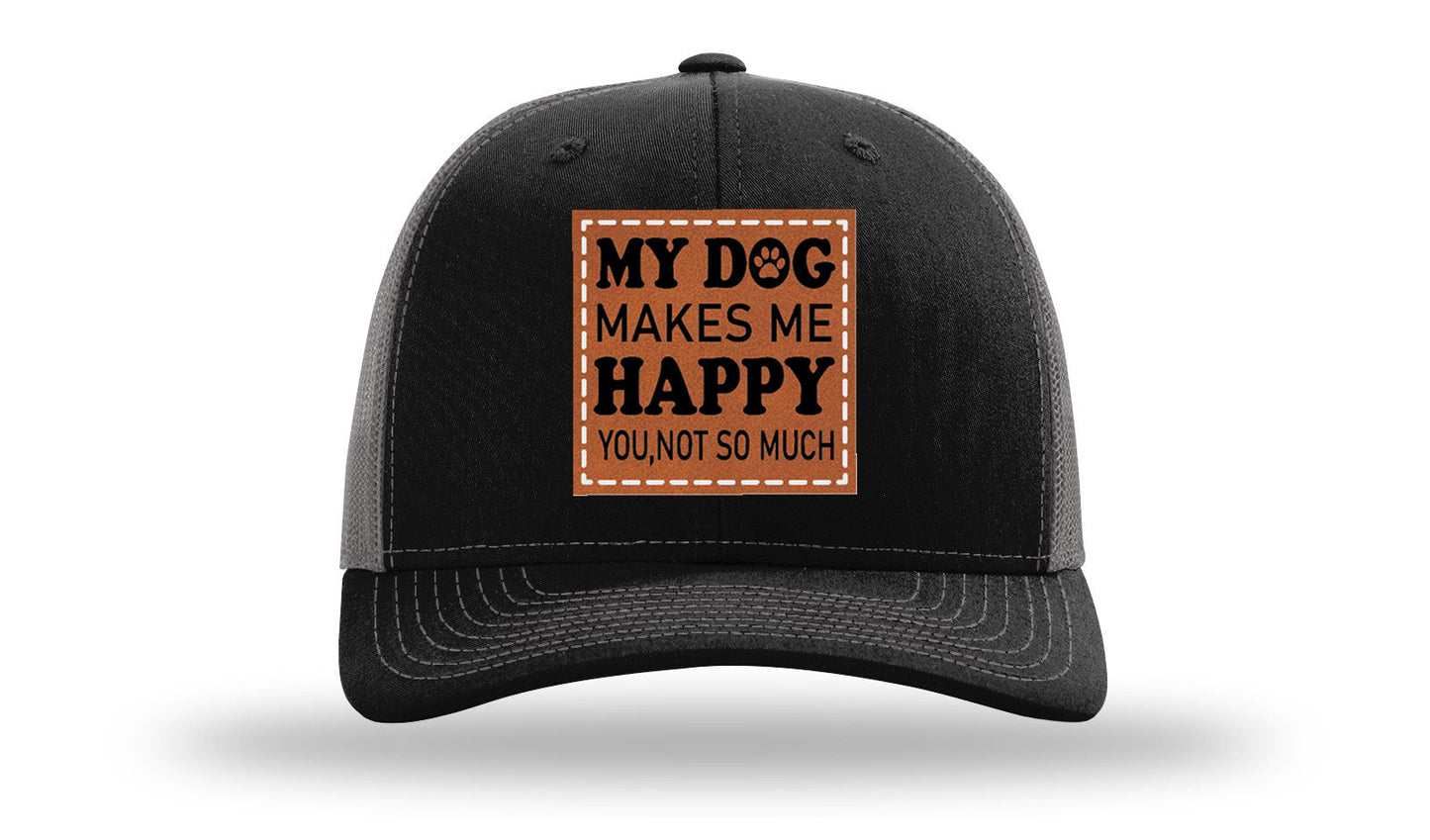 My Dog Makes Me Happy Leather Patch Richardson 112 Hat