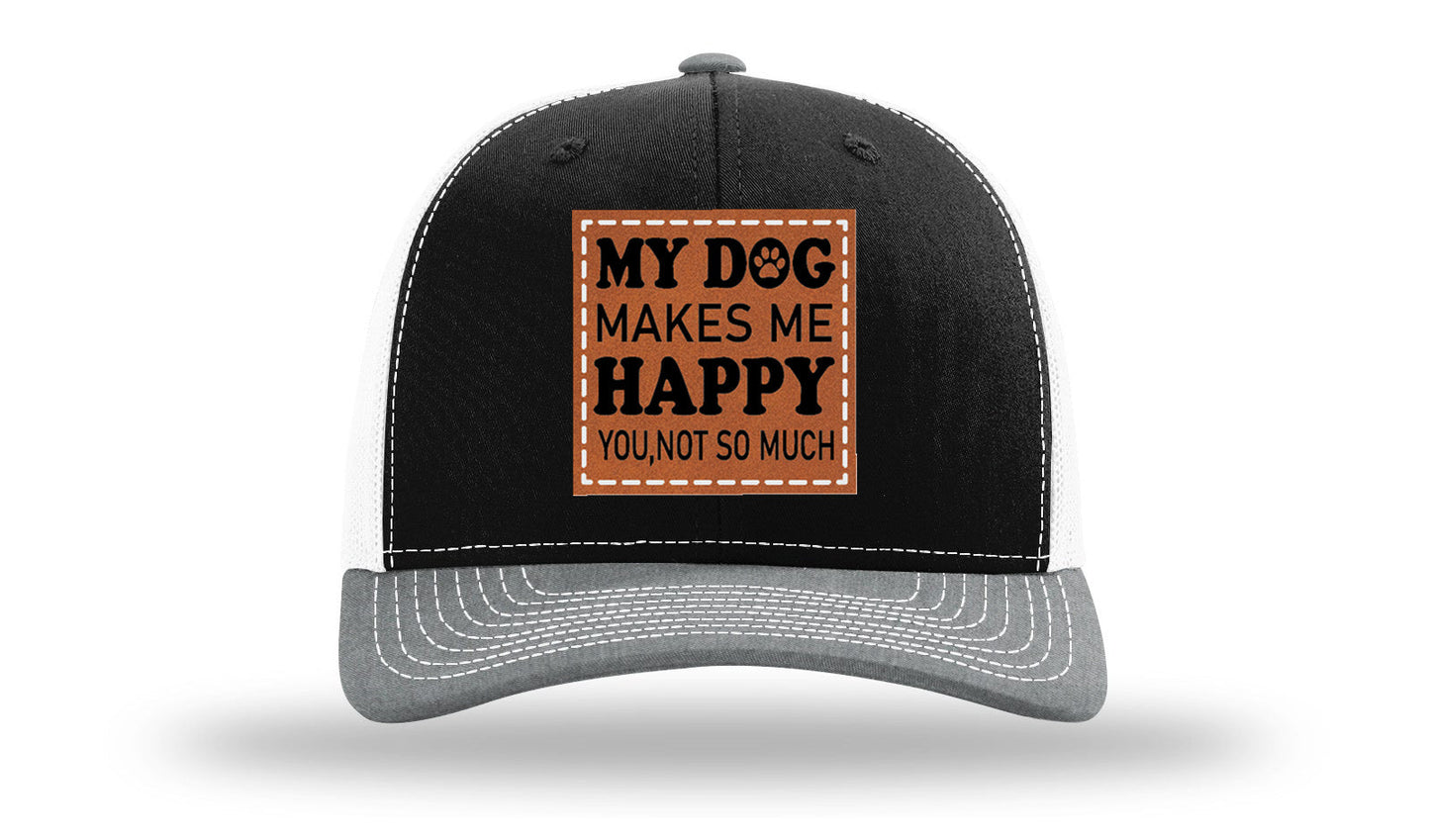 My Dog Makes Me Happy Leather Patch Richardson 112 Hat