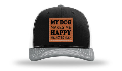 My Dog Makes Me Happy Leather Patch Richardson 112 Hat