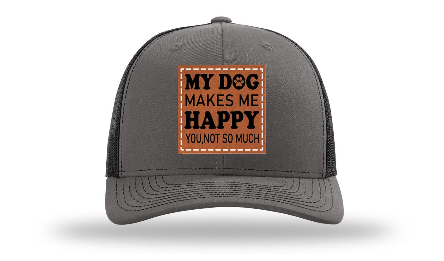 My Dog Makes Me Happy Leather Patch Richardson 112 Hat