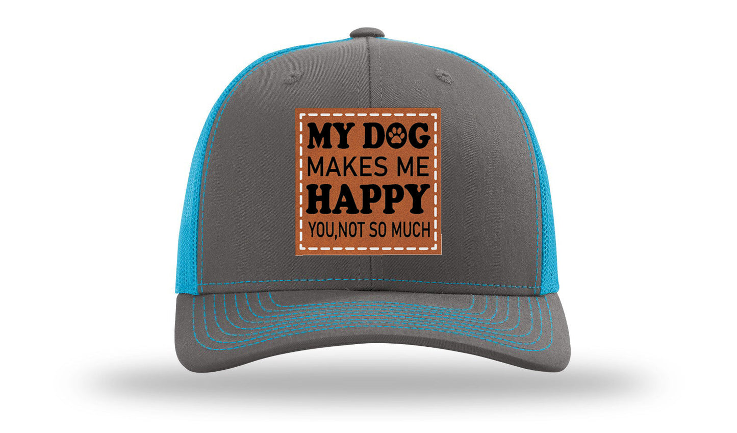 My Dog Makes Me Happy Leather Patch Richardson 112 Hat