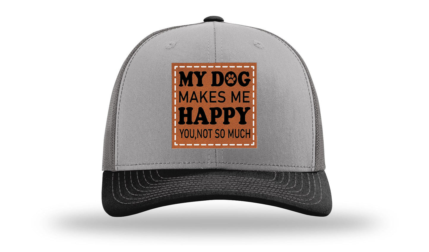 My Dog Makes Me Happy Leather Patch Richardson 112 Hat