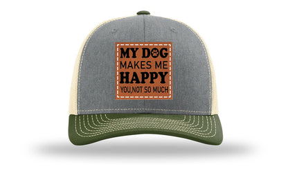 My Dog Makes Me Happy Leather Patch Richardson 112 Hat