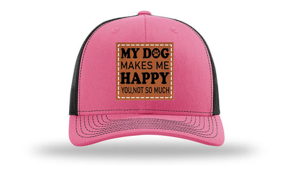 My Dog Makes Me Happy Leather Patch Richardson 112 Hat
