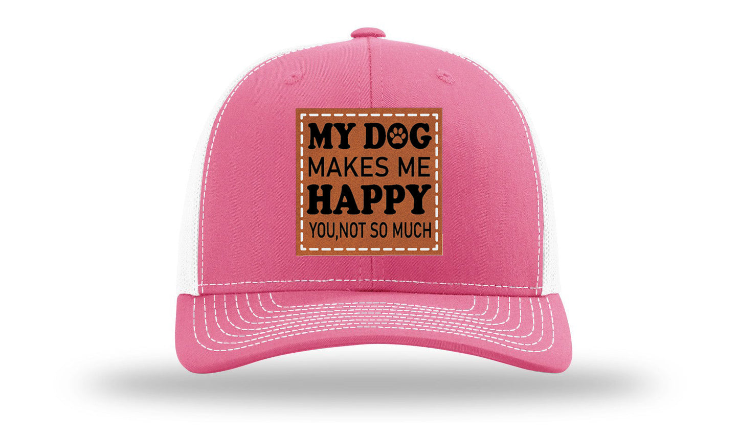 My Dog Makes Me Happy Leather Patch Richardson 112 Hat