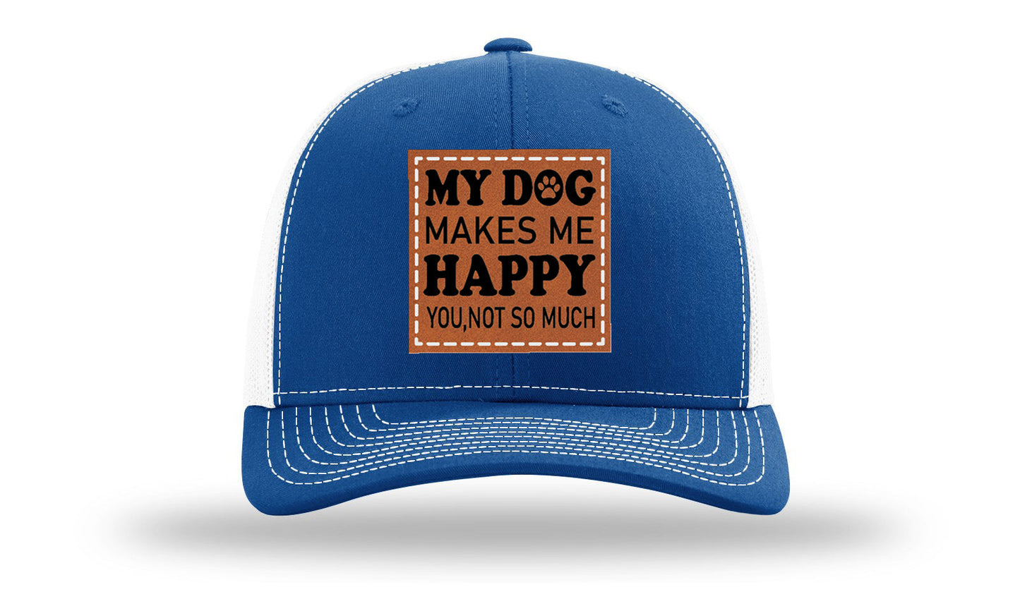 My Dog Makes Me Happy Leather Patch Richardson 112 Hat