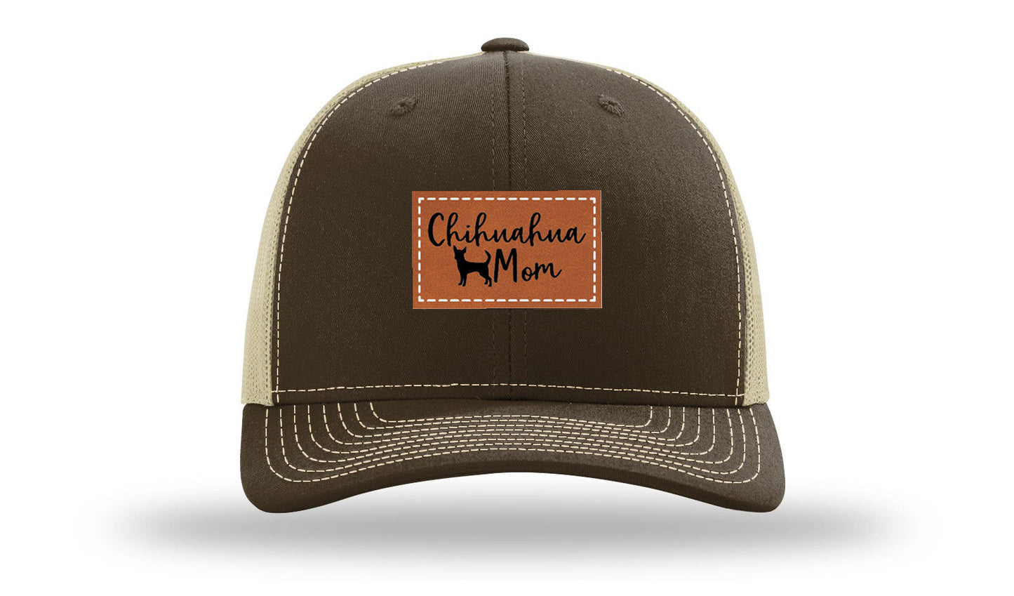 Chihuahua Mom Leather Patch Richardson 112 Hat
