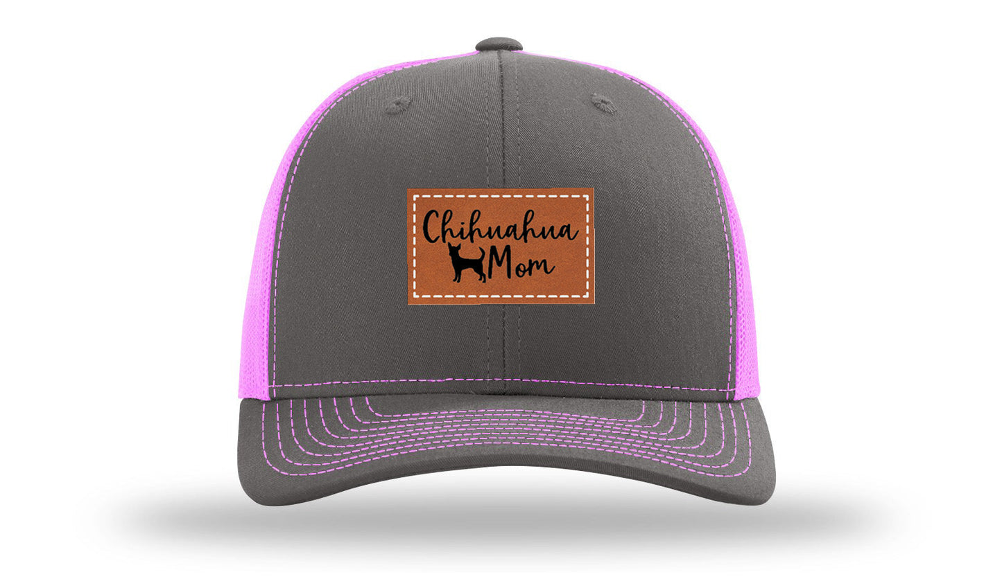 Chihuahua Mom Leather Patch Richardson 112 Hat