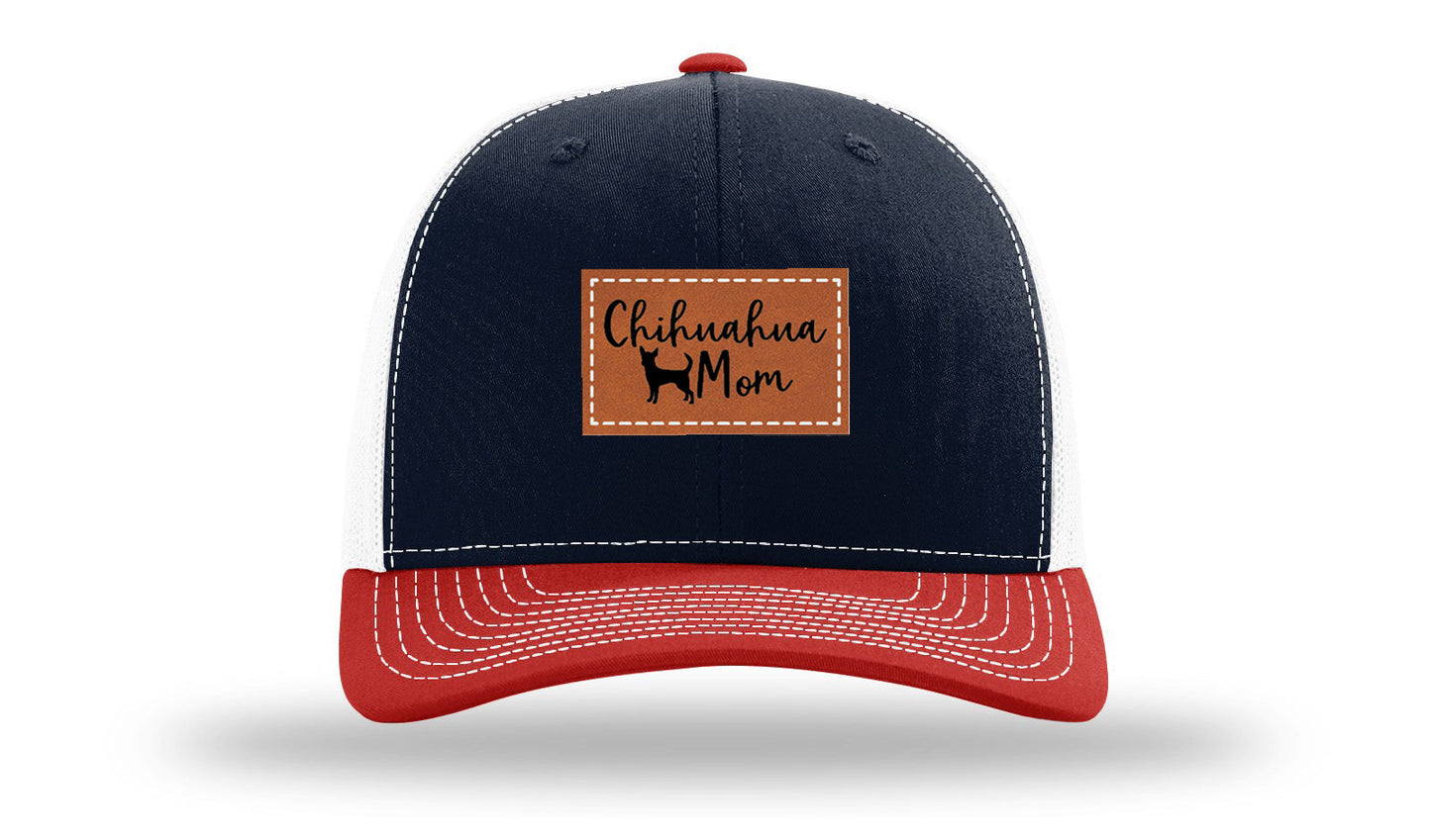 Chihuahua Mom Leather Patch Richardson 112 Hat