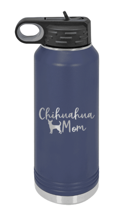Chihuahua Mom - 32oz Water Bottle Laser Engraved- Navy