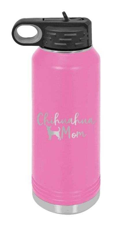 Chihuahua Mom - 32oz Water Bottle Laser Engraved- Pink