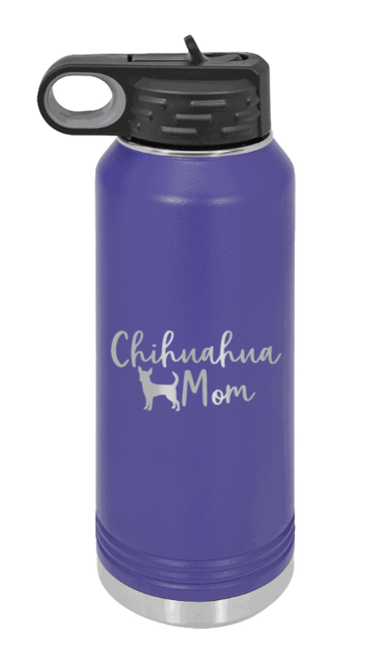 Chihuahua Mom - 32oz Water Bottle Laser Engraved- Purple