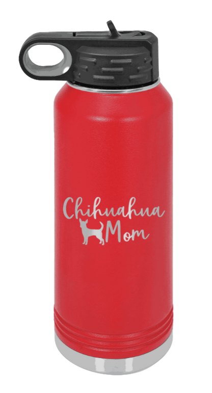 Chihuahua Mom - 32oz Water Bottle Laser Engraved- Red