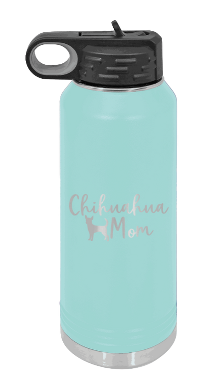 Chihuahua Mom - 32oz Water Bottle Laser Engraved- Teal