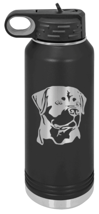 Rottweiler - 32oz Water Bottle Laser Engraved- Black